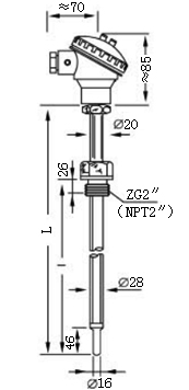 煙道、風道熱電偶