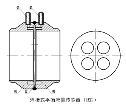 焊接式平衡流量計(jì)傳感器示意圖